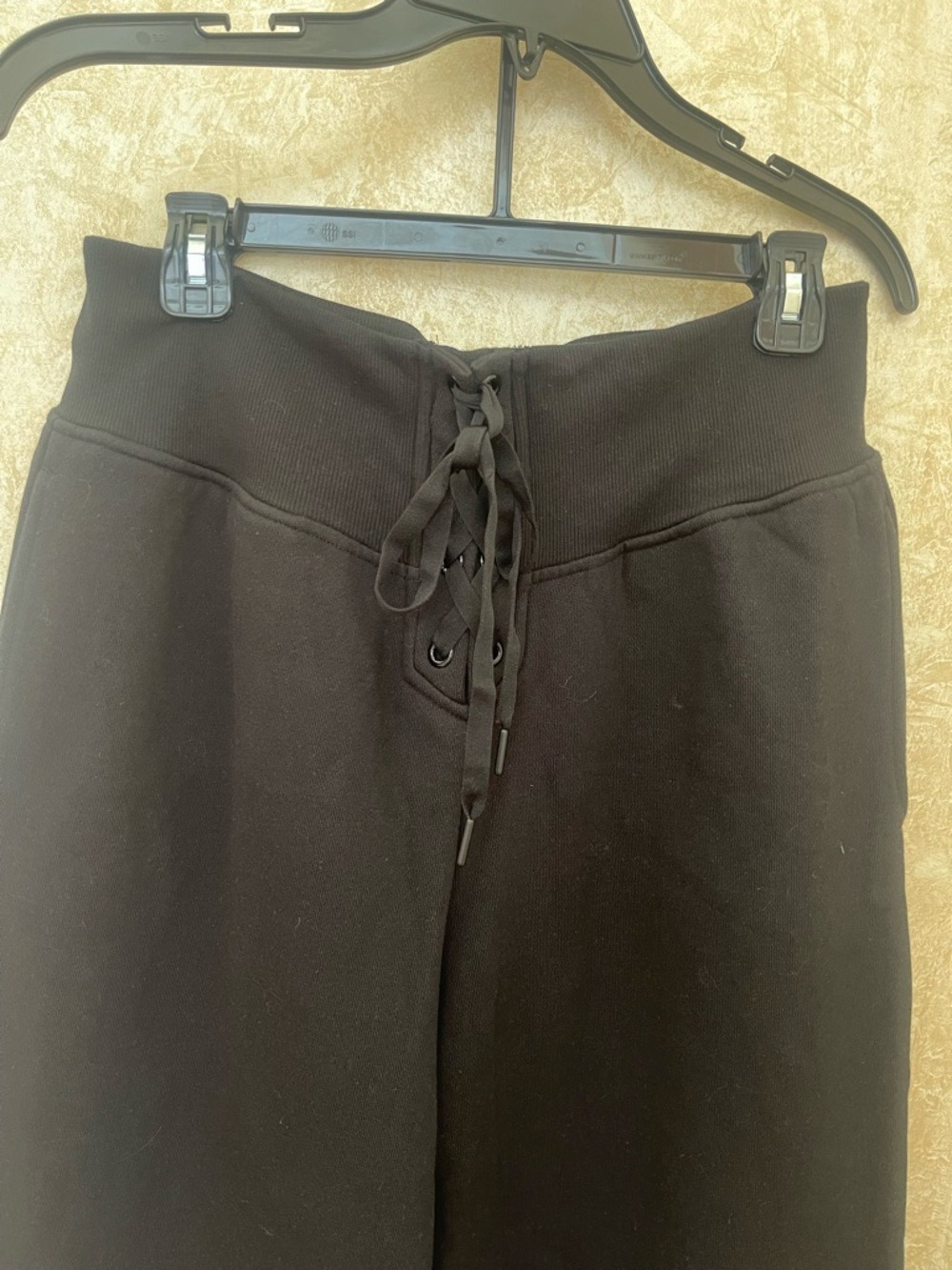 Victoria’s Secret Black Lace Up High Waisted Wide Leg Loungewear Pants Large NWT - Picture 3 of 14